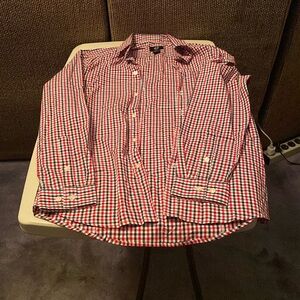 H&M button down dress shirt. Color: White/Red/Black. Size: S